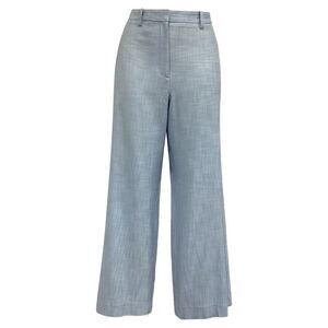 Maje High-rise Wide-Leg trousers in Light Blue Linen